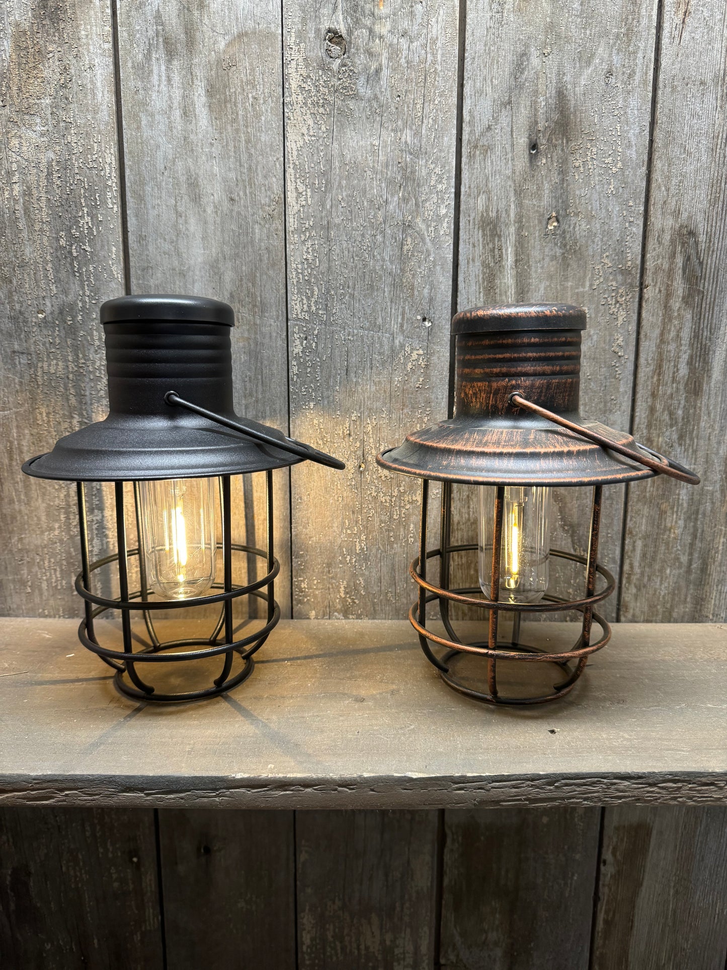 Sitting/Hanging Lantern, Battery Operated, BLACK or RUSTY BRONZE