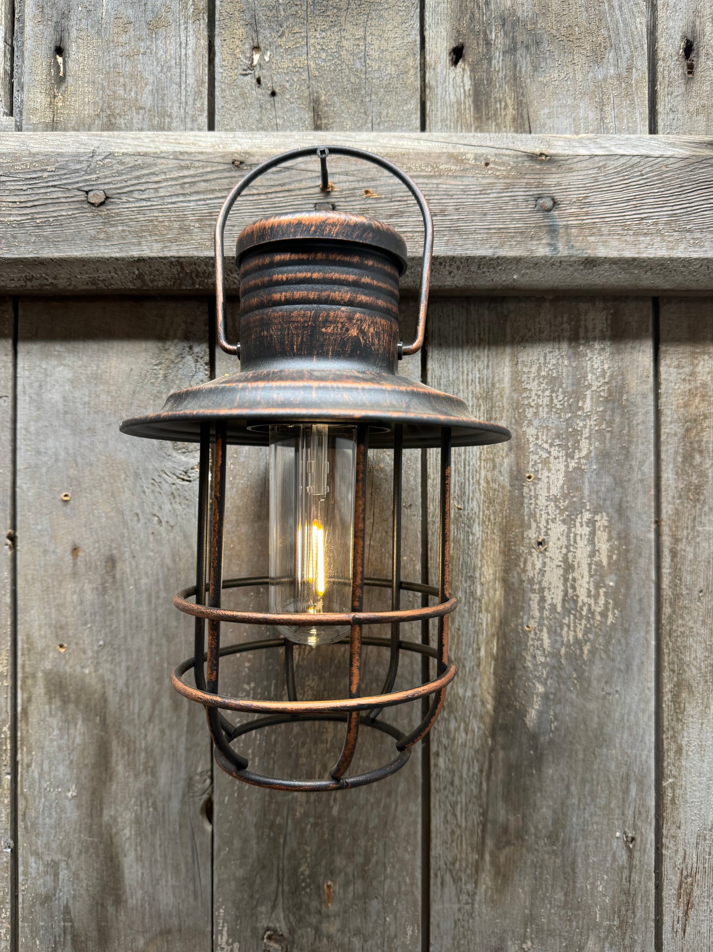 Sitting/Hanging Lantern, Battery Operated, BLACK or RUSTY BRONZE