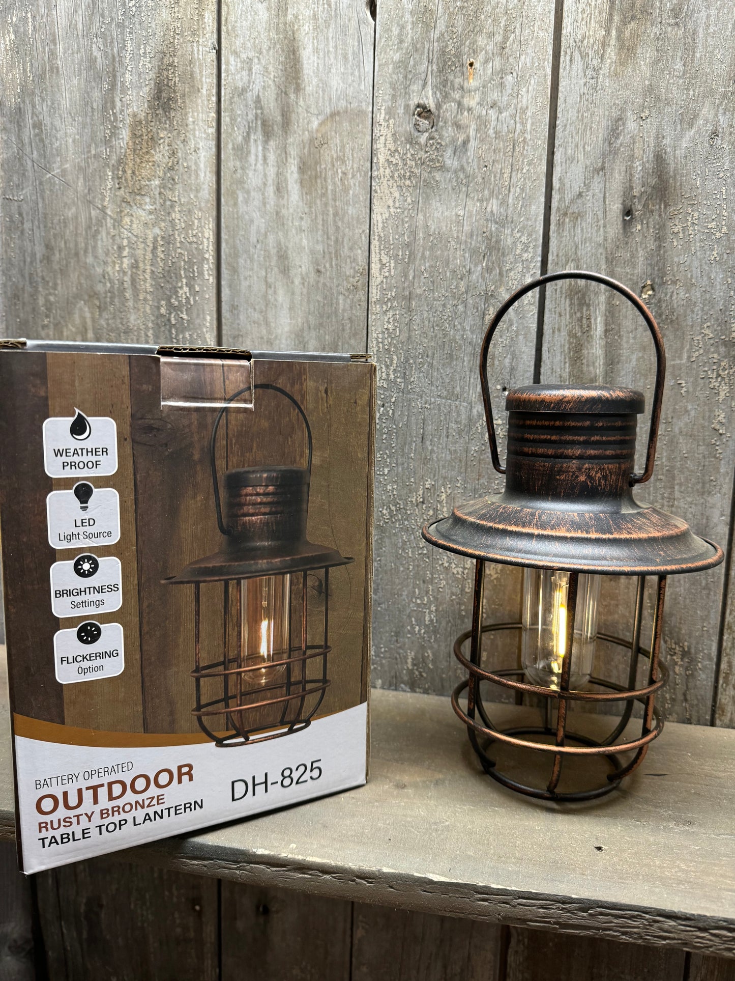 Sitting/Hanging Lantern, Battery Operated, BLACK or RUSTY BRONZE