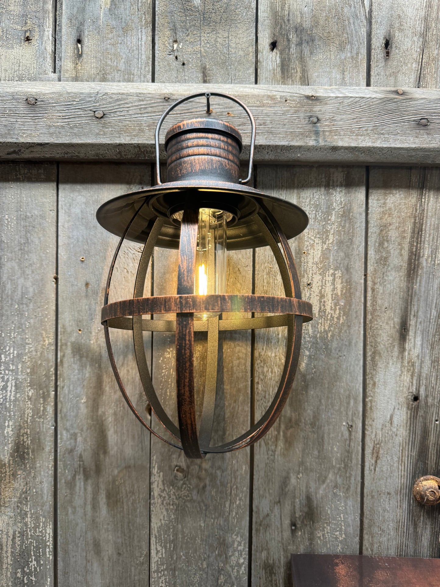 Hanging Lantern, Battery Operated, Weatherproof, BLACK or RUSTY BRONZE