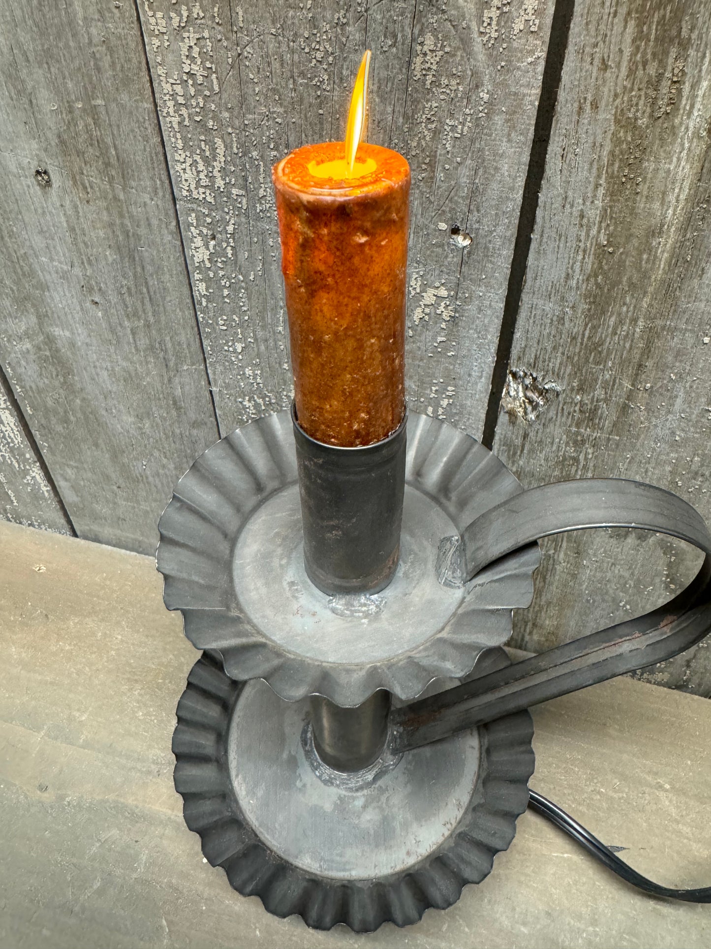 Candlestick, LOG CABIN, Moving Flame Candle