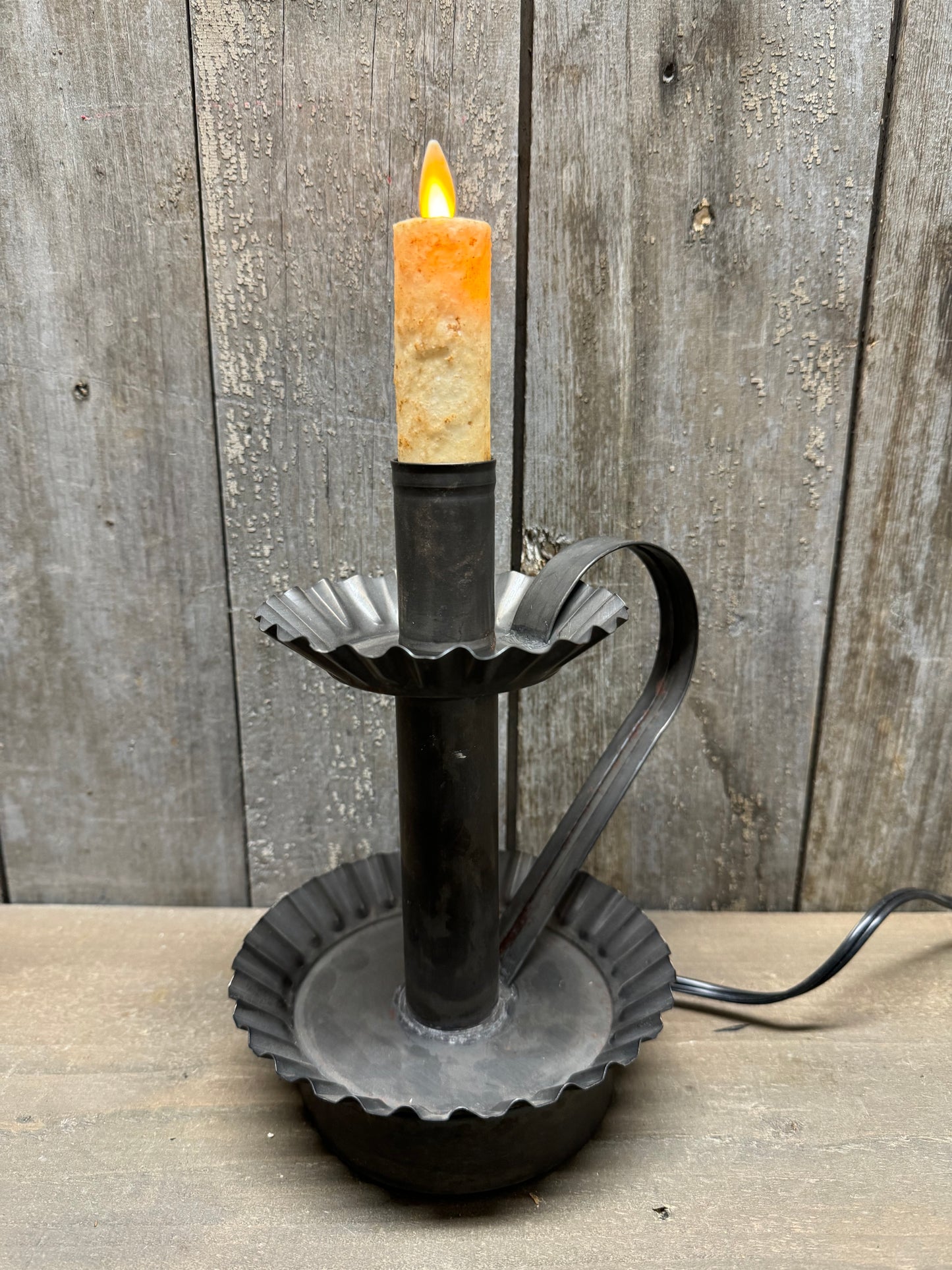 Candlestick, LOG CABIN, Moving Flame Candle