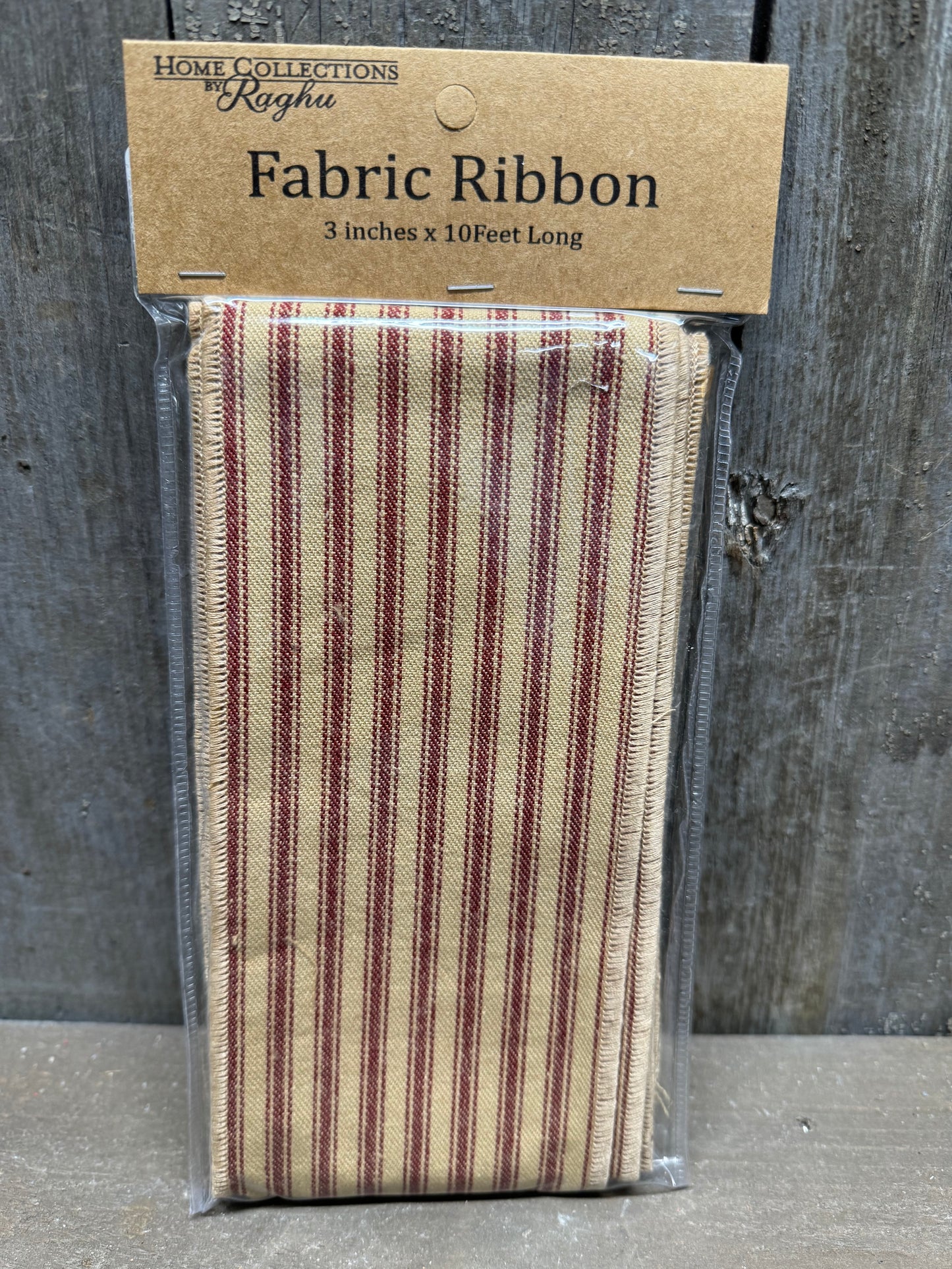 Ribbon, York Ticking, BARN RED