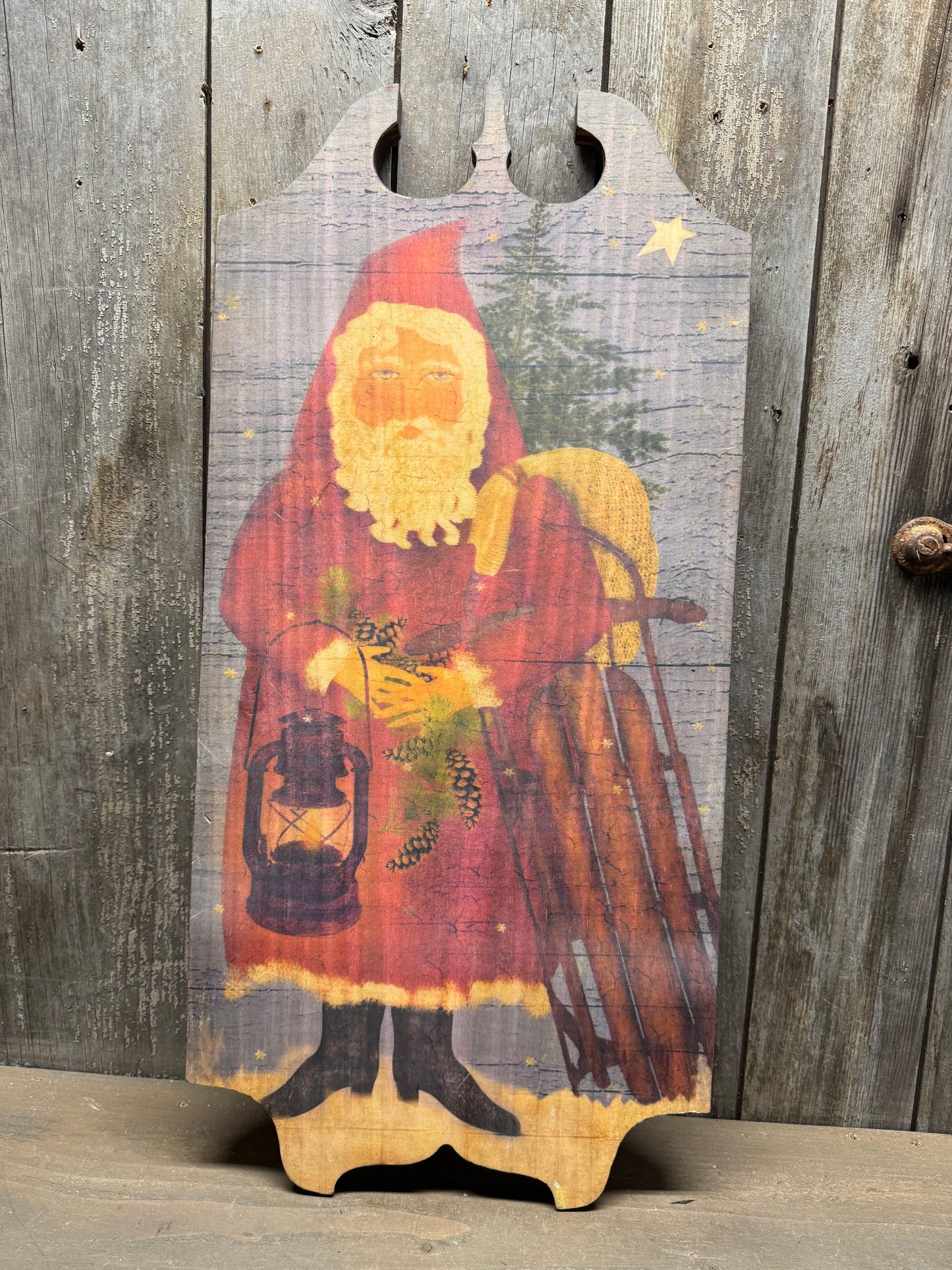 Tavern Sign, 24" x 11", SANTA WITH SLED