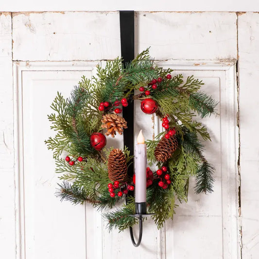 Wreath Holder w/ Candle Holder, OVER THE DOOR