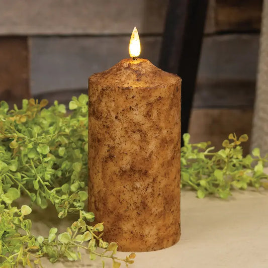 Cake Pillar, Flicker Flame, 6", BURNT IVORY