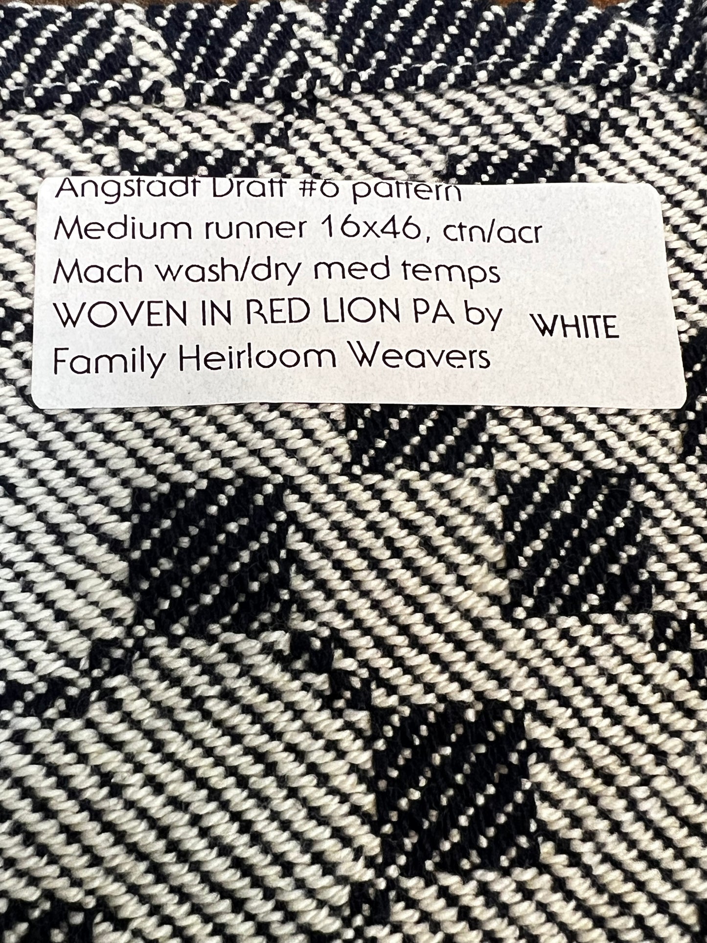 Runner, Family Heirloom Weavers, WHITE/NAVY