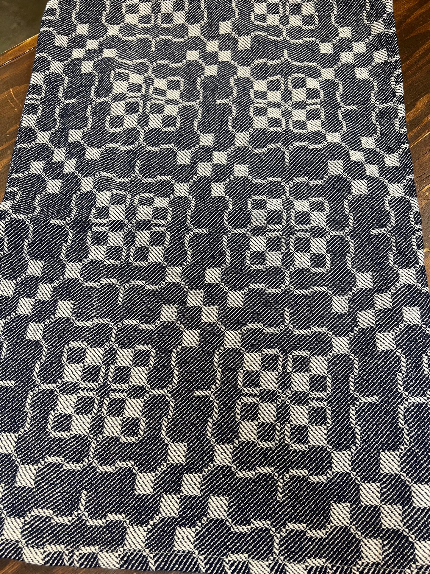 Runner, Family Heirloom Weavers, WHITE/NAVY