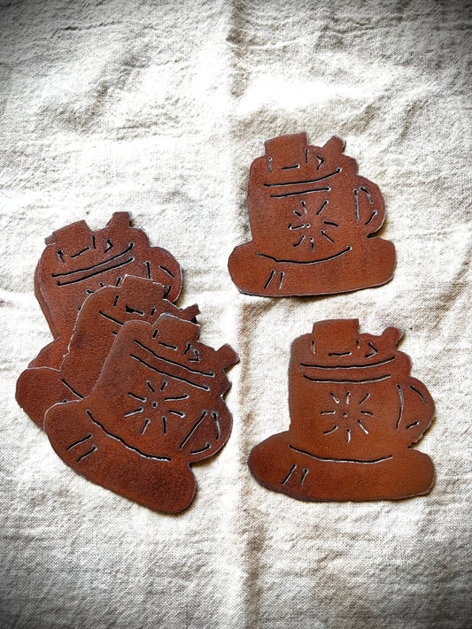 Rusty Tin Cut Outs, 6 PC. HOT COCOA CUPS