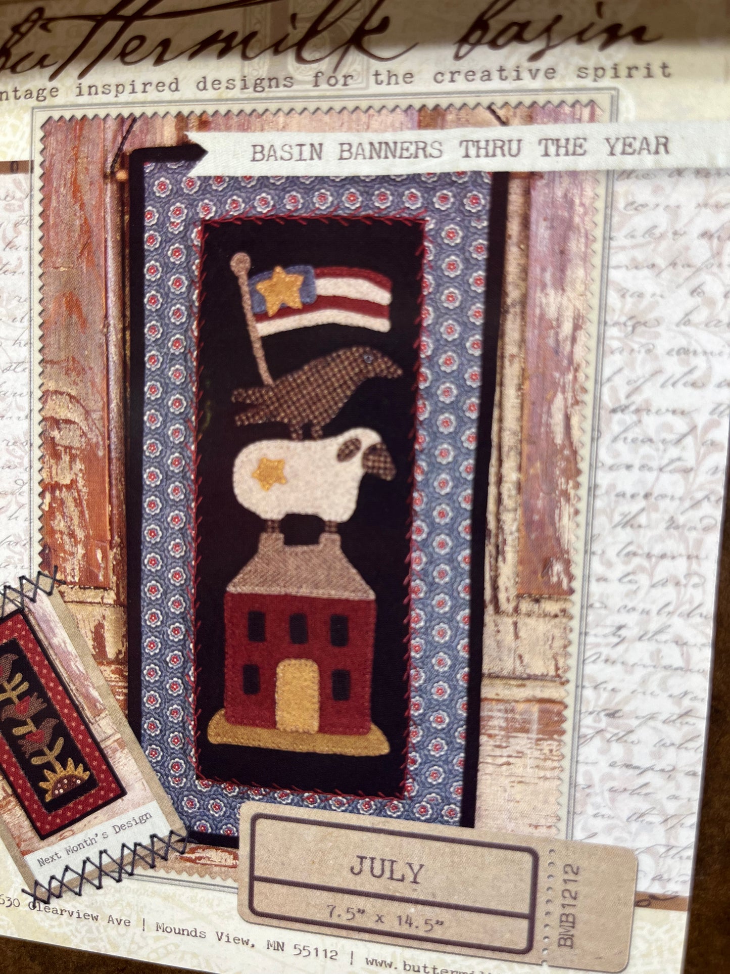 Pattern, BANNERS THRU THE YEAR, JULY SALTBOX & SHEEP