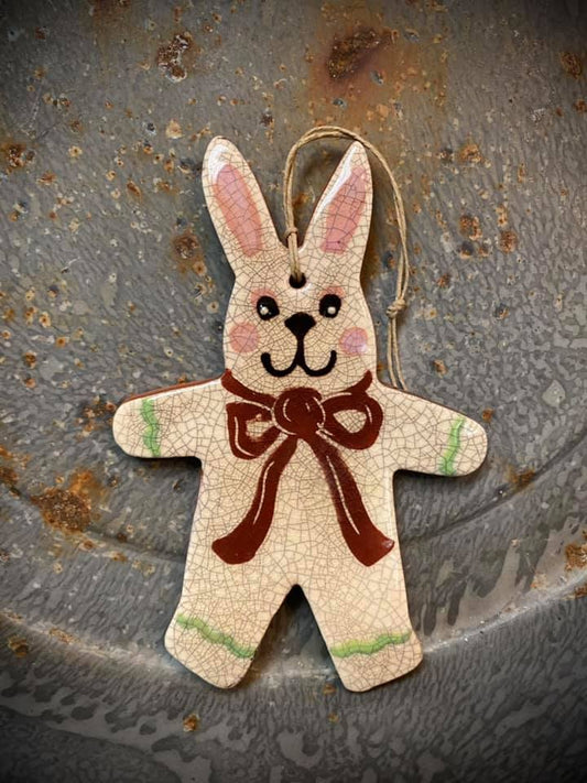 Standing Bunny Ornament, Redware