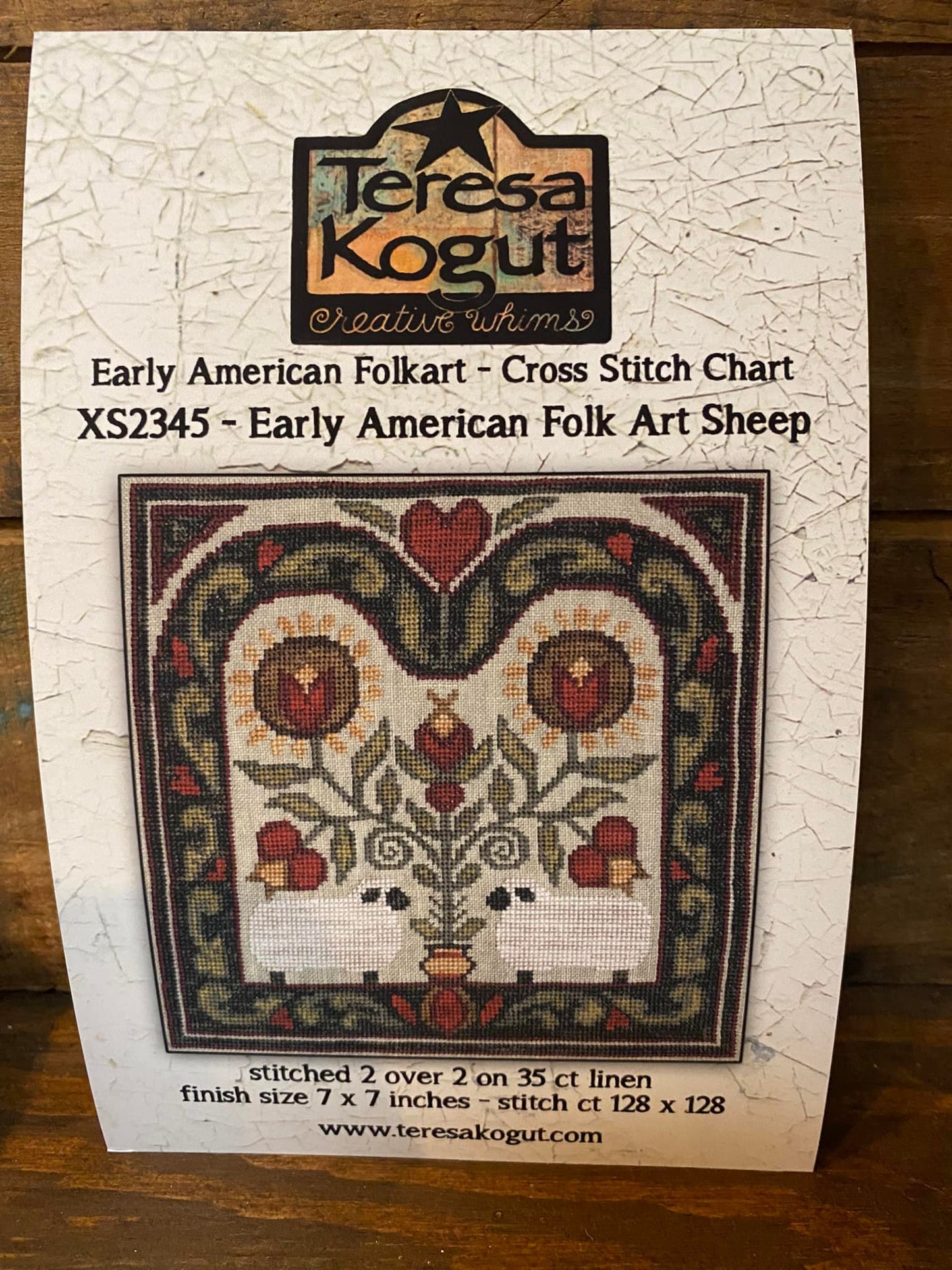 EARLY AMERICAN FOLK ART SHEEP, Cross Stitch Chart
