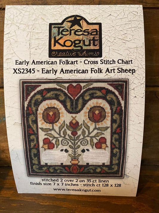 EARLY AMERICAN FOLK ART SHEEP, Cross Stitch Chart