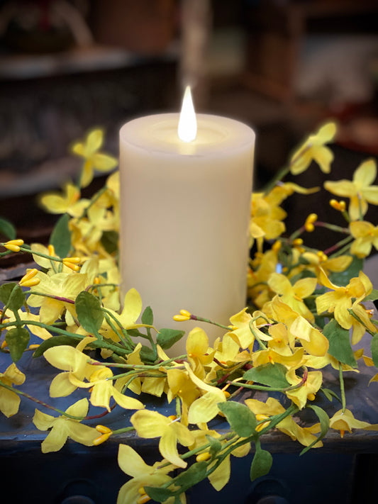 Candle Ring, 4.5", FORSYTHIA W/ BERRIES