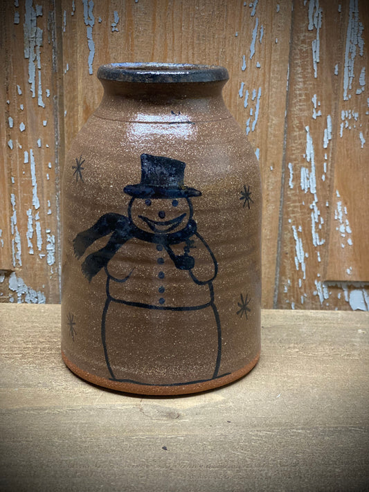 Canning Crock, Small, SNOWMAN W/ PIPE