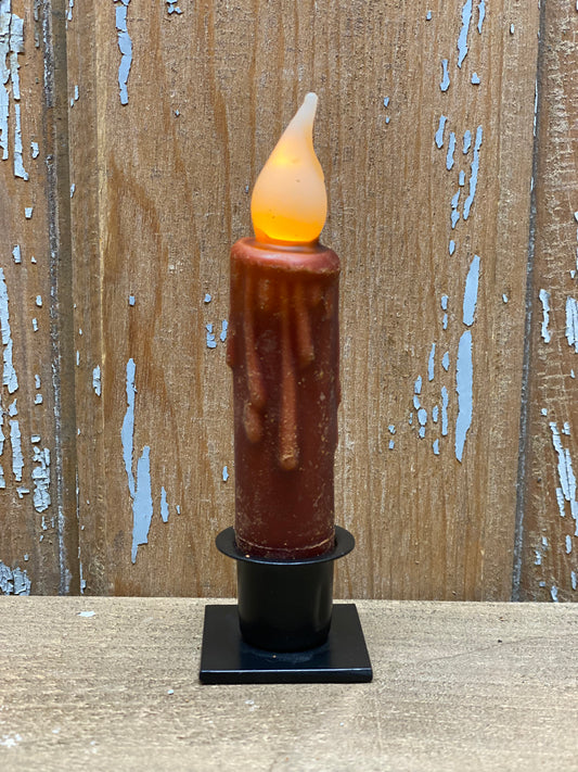 Taper Candle, 4", Wax Dipped, TIMER, BURGUNDY