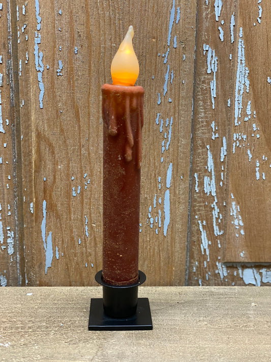 Taper Candle, 7", Wax Dipped, TIMER, BURGUNDY