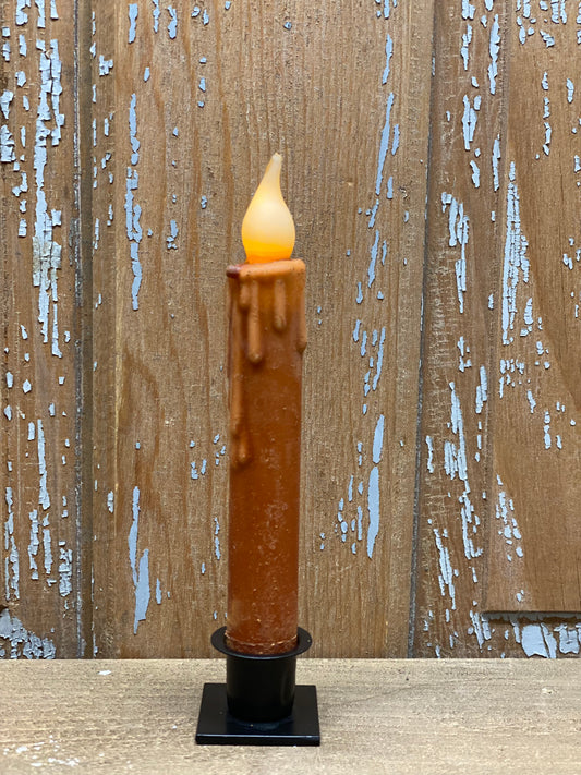 Taper Candle, 7", Wax Dipped, TIMER, RUST