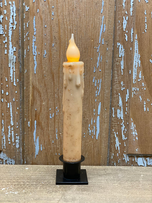 Taper Candle, 7", Wax Dipped, TIMER, CREAM