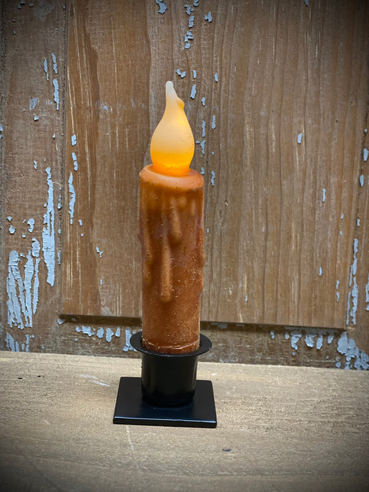 Taper Candle, 4", Wax Dipped, TIMER, RUST