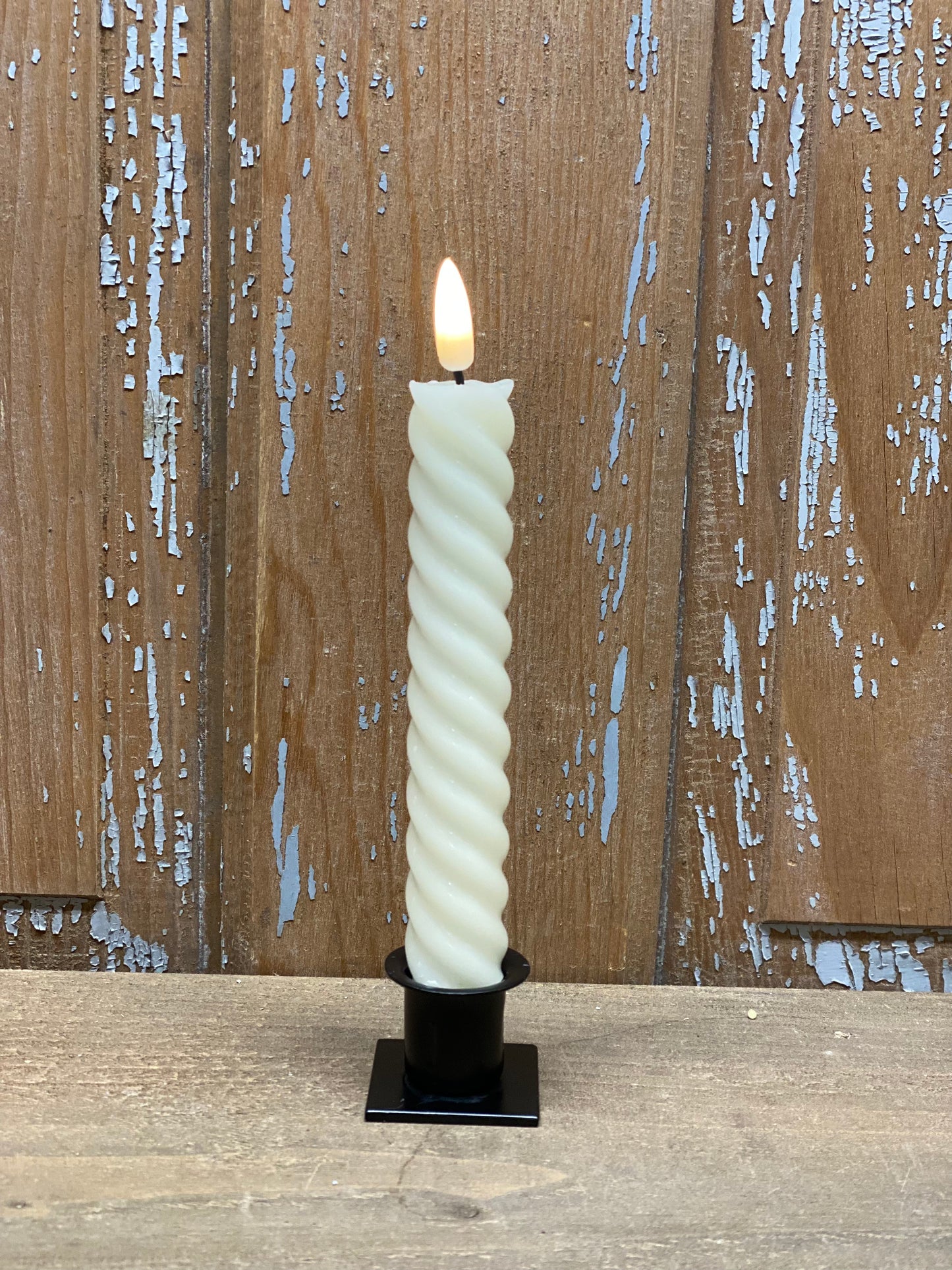 Taper Candle, 1"x 6", Spiral, TIMER, CREAM