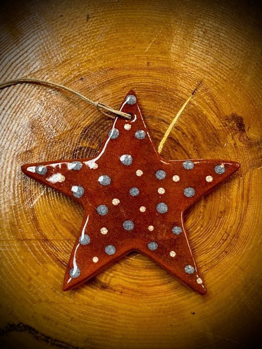 Star Ornament with Dots, Redware