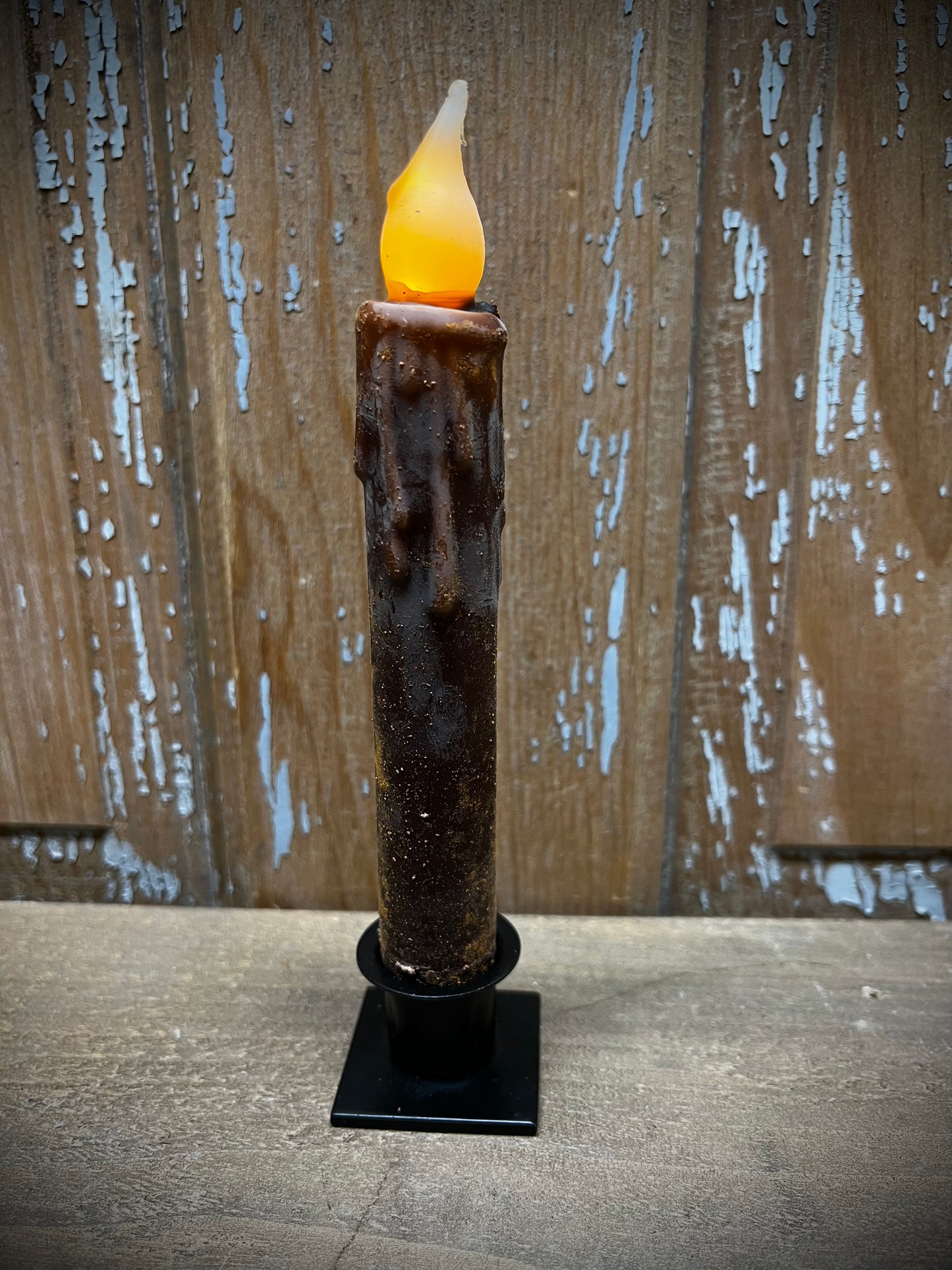 Taper Candle, 7", Wax Dipped, TIMER, BROWN