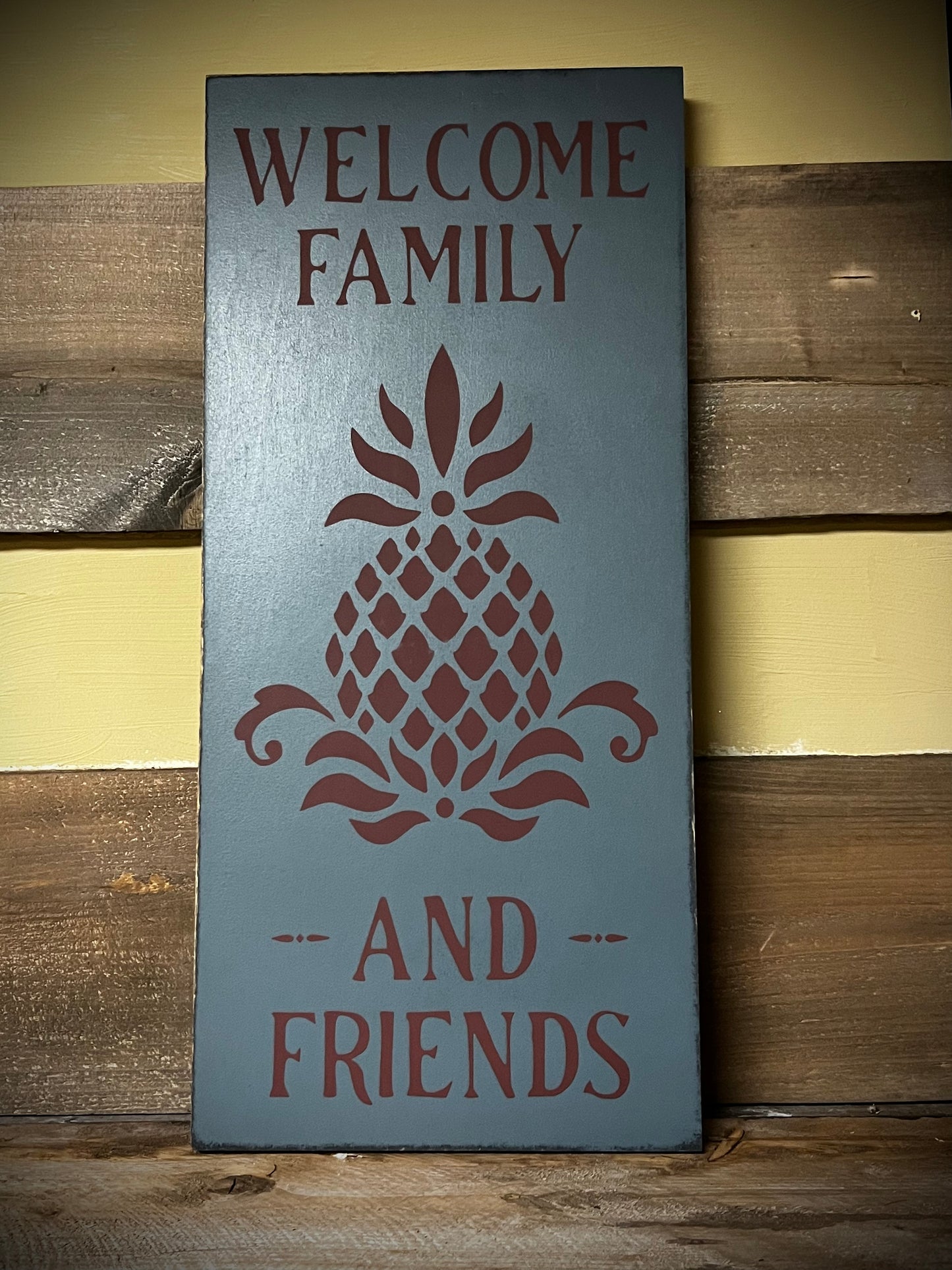 Welcome Sign, 10"x 22", PINEAPPLE
