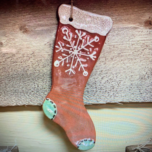 Stocking Redware Ornament