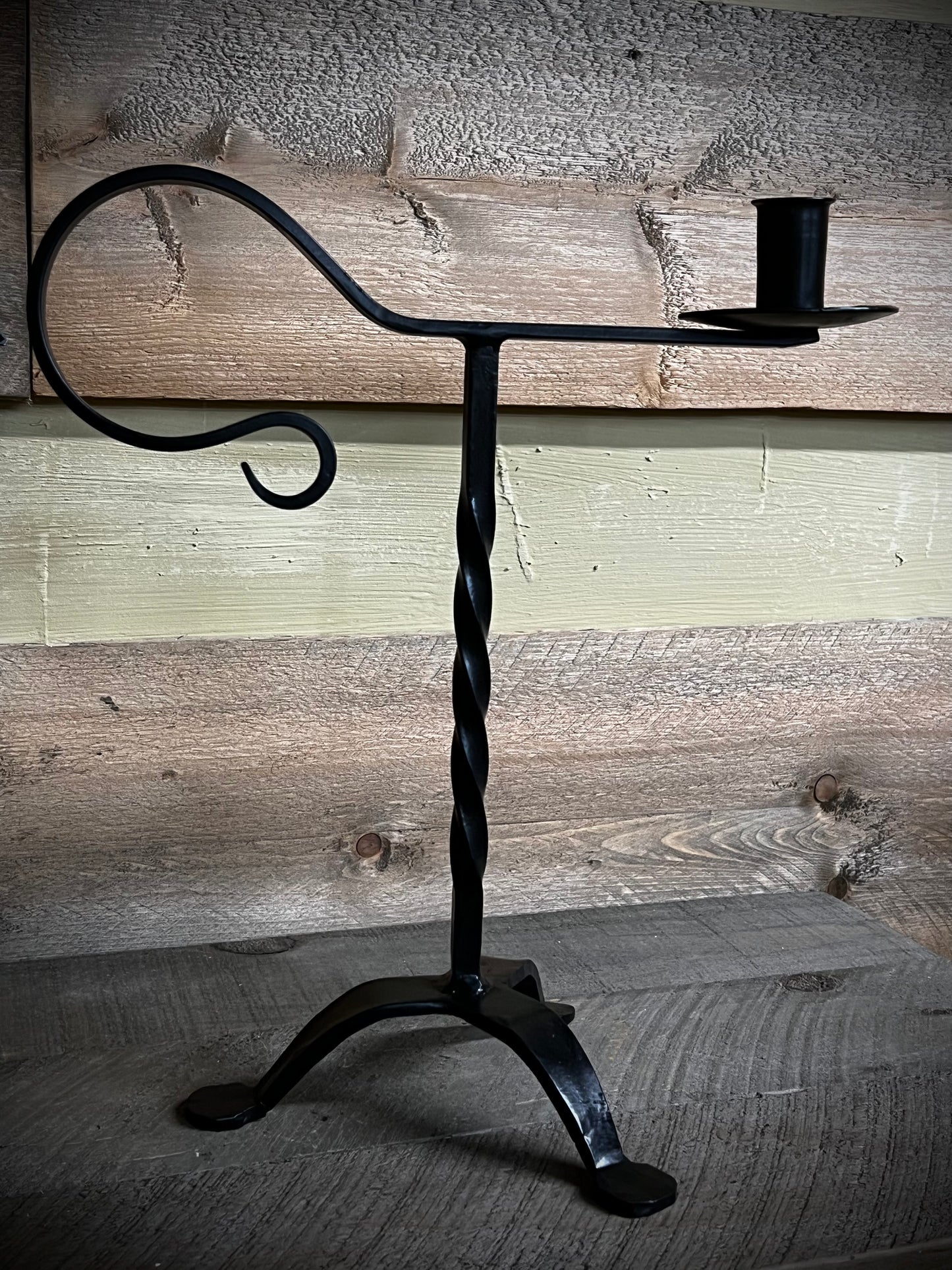 Candle Holder, 13", TWISTED, WROUGHT IRON