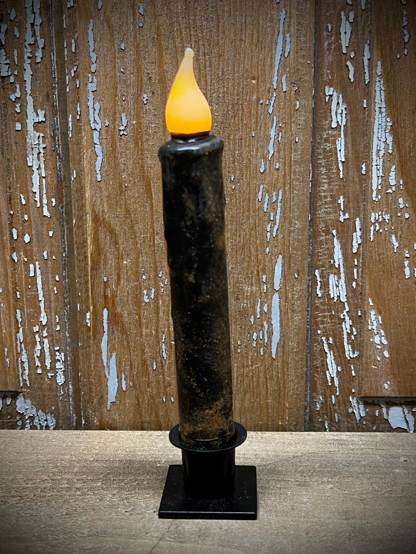 Taper Candle, 7", Wax Dipped, TIMER, BLACK