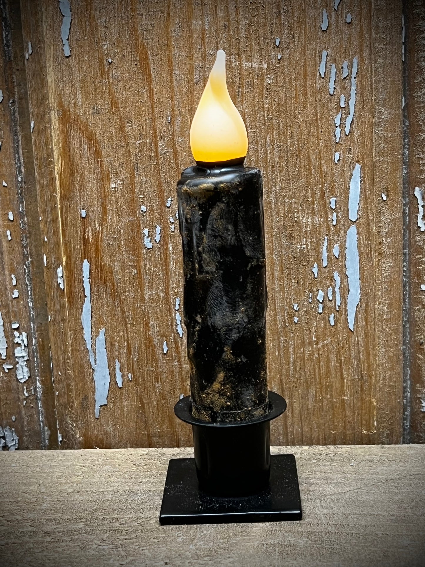 Taper Candle, 4", Wax Dipped, TIMER, BLACK