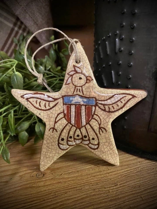 Eagle Star Ornament, Redware