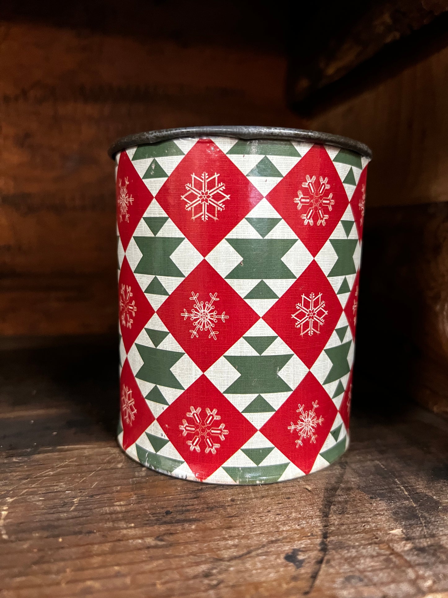 Metal Can, VINTAGE CHRISTMAS PATTERN