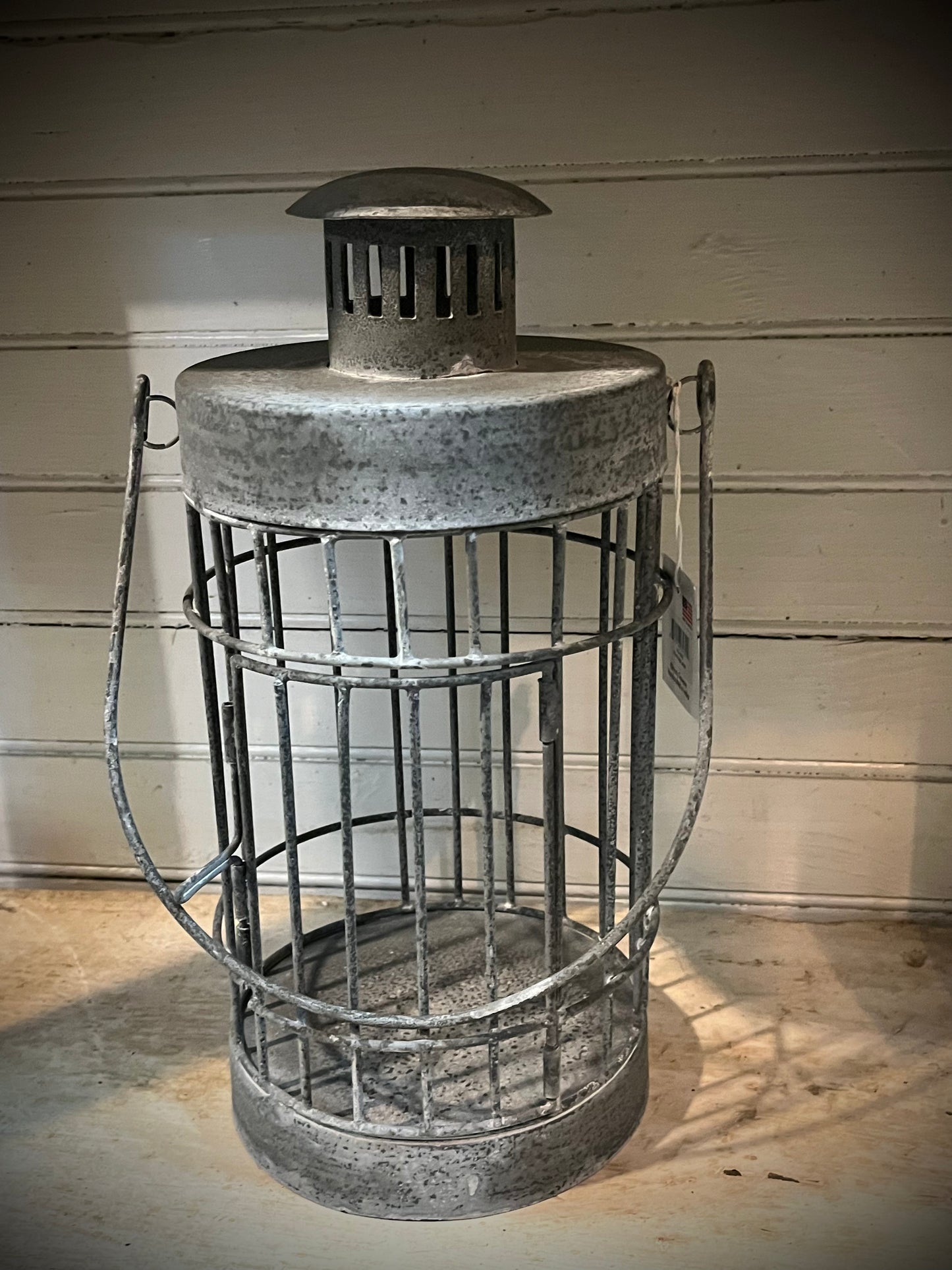 Lantern, Weathered Zinc, ROUND CAGE