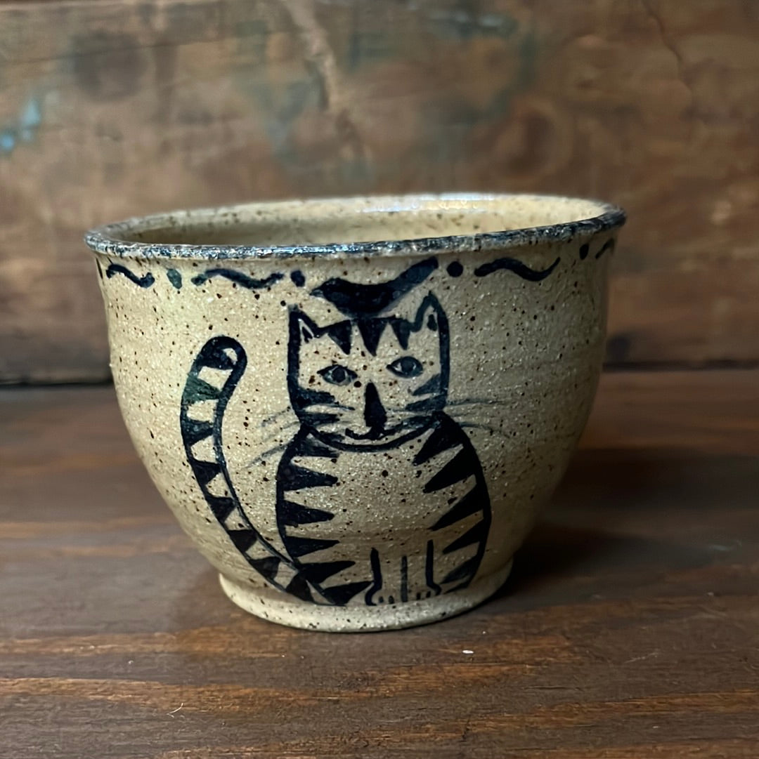 Votive Cup, Sitting Cat with Crow